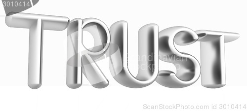 Image of 3d metal text "trust"