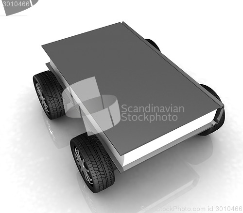 Image of On race cars in the world of knowledge concept