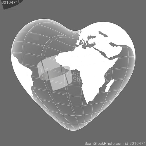Image of 3d earth to heart symbol