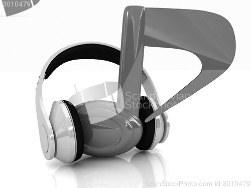 Image of headphones and 3d note