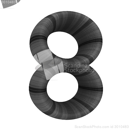 Image of Wooden number "8"- eight on a white. 