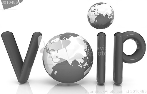 Image of Word VoIP with 3D globe