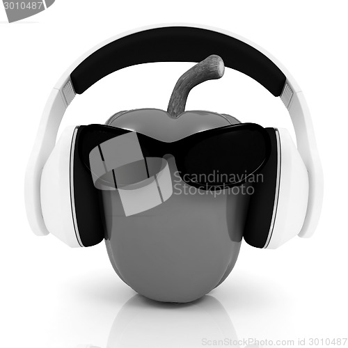 Image of Bell peppers with sun glass and headphones front "face"