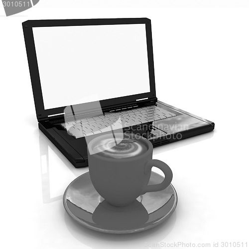 Image of 3d cup and a laptop