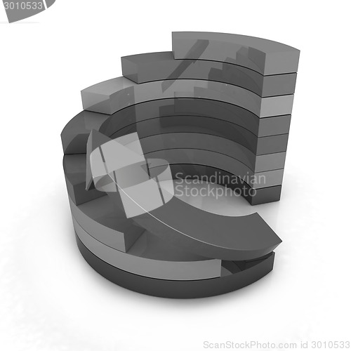 Image of 3d colorful abstract diagram and arrow