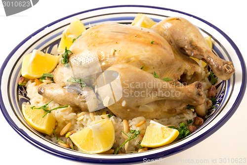 Image of Boiled chicken on pilau rice