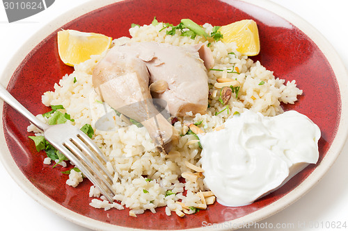 Image of Mediterranean chicken pilaf with yoghurt