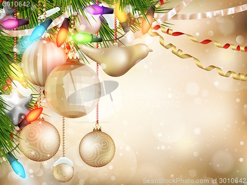 Image of Gold Christmas background. EPS 10