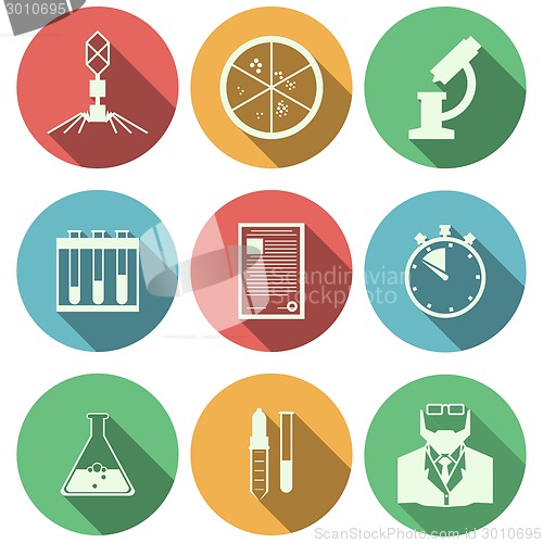 Image of Flat vector icons for microbiology