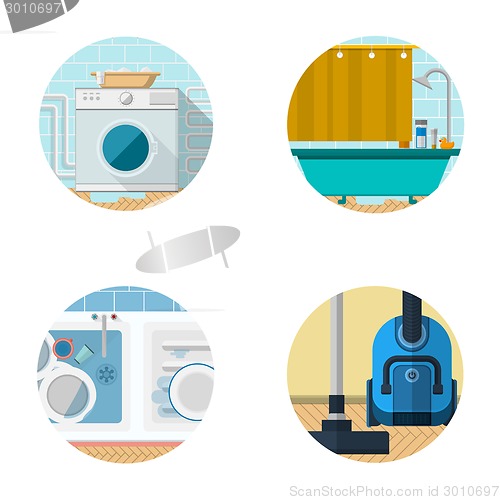 Image of Flat icons vector collection for housekeeping