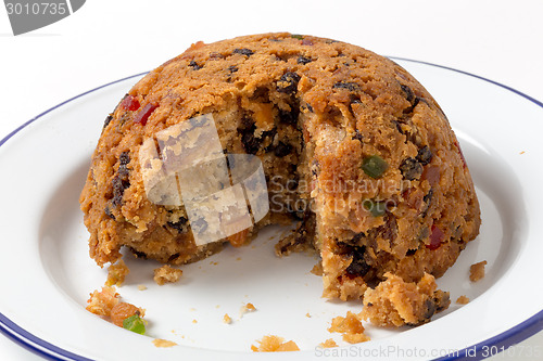 Image of college pudding cut open on a serving dish