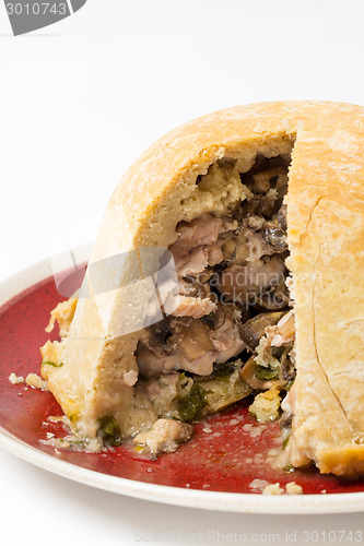 Image of Chicken and mushroom pudding vertical