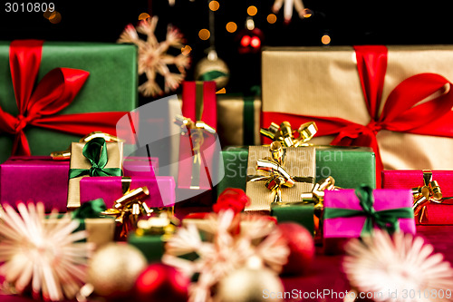 Image of Plenty of Xmas Gifts in Red, Gold and Green