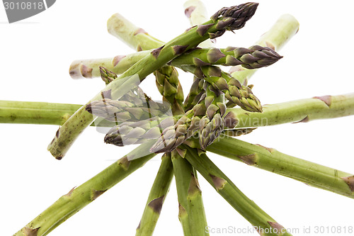 Image of Spiral-Shaped Stack of Green Asparagus Spears
