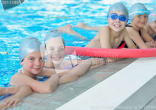 Image of children group  at swimming pool