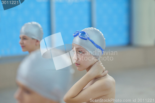 Image of children group  at swimming pool