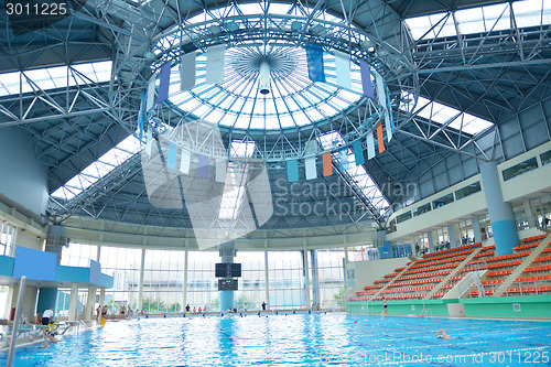 Image of children group  at swimming pool