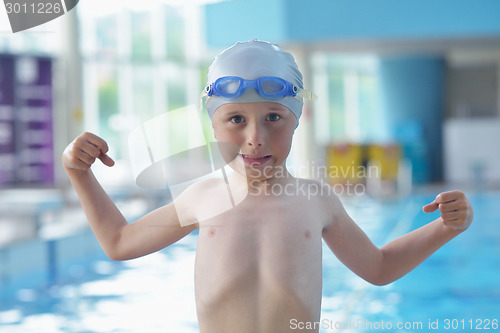 Image of child portrait on swimming pool