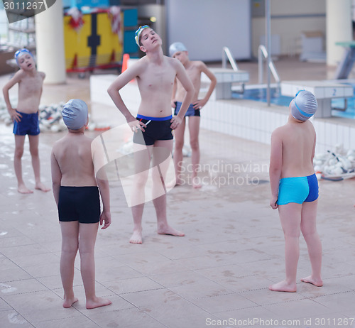 Image of children group  at swimming pool