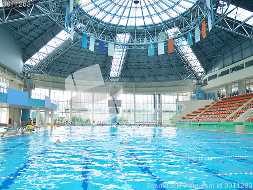 Image of children group  at swimming pool