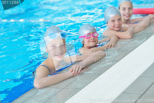 Image of children group  at swimming pool