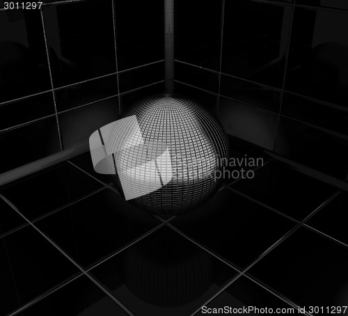 Image of Dark corner in the room with gold ball 