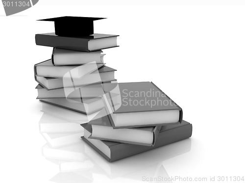Image of Graduation hat with books