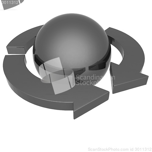 Image of Abstract blue sphere and arrows