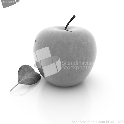 Image of apple with leaf 