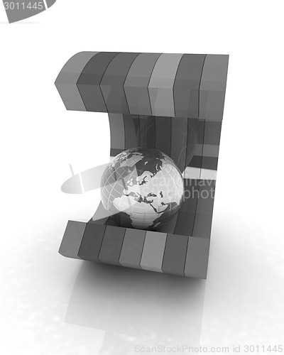Image of 3d colorful abstract shape and Earth