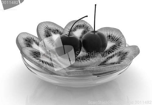 Image of slices of kiwi and cherry
