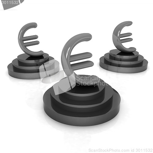 Image of icon euro signs on podiums