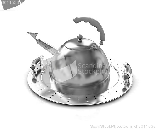 Image of Gold teapot on platter 
