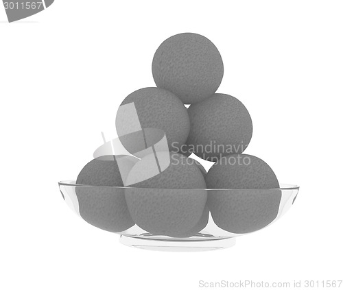 Image of Oranges on a glass plate