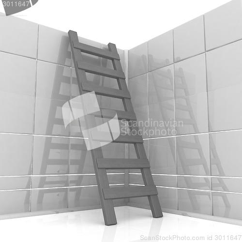 Image of White reflective wall and stairs 