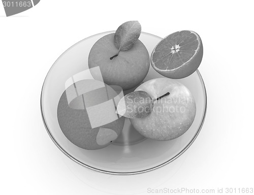 Image of Citrus and apple on a plate