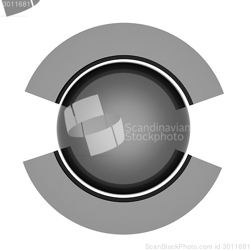 Image of Abstract blue sphere and colorful semi-circles 