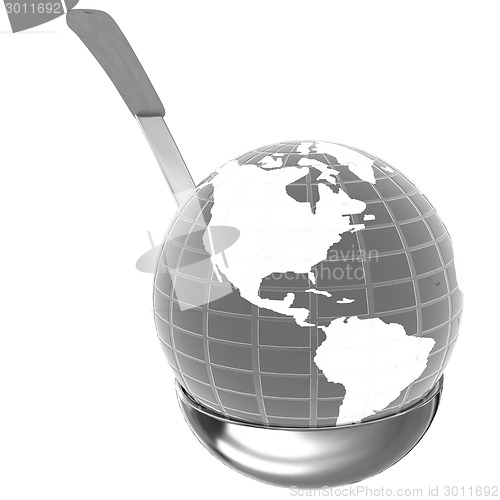 Image of Blue earth on soup ladle 