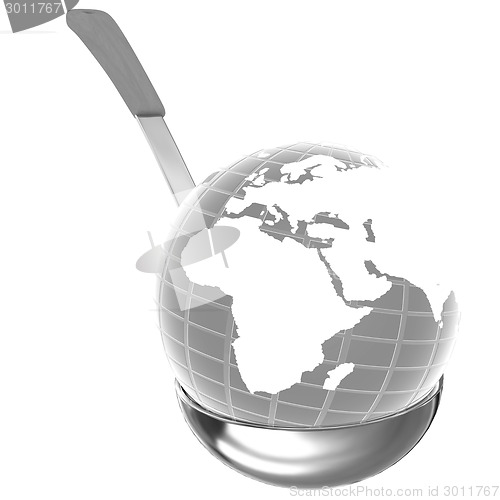 Image of Blue earth on soup ladle 