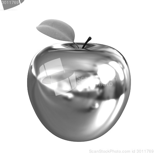 Image of Chrome Apple with green leaf