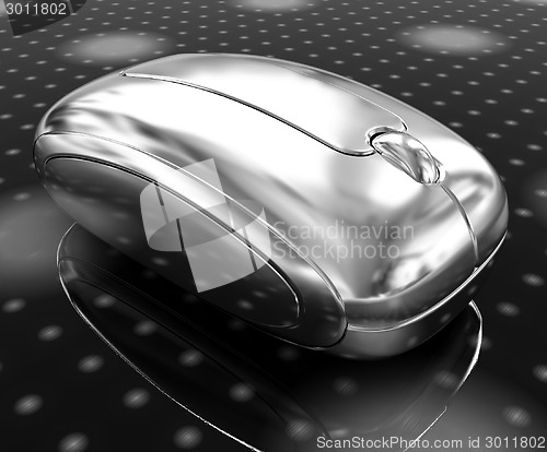 Image of Chrome mouse on a fantastic festive dark background 