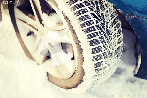 Image of closeup of car winter tire