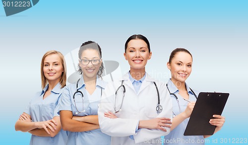 Image of team or group of female doctors and nurses