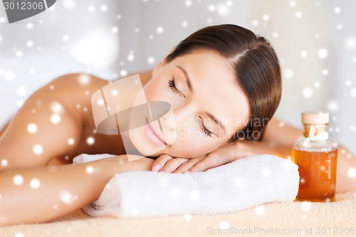 Image of beautiful young woman in spa