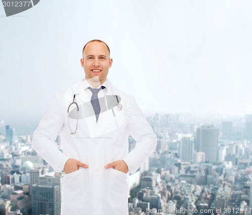 Image of smiling male doctor with stethoscope