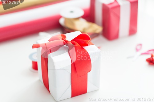 Image of close up of christmas presents