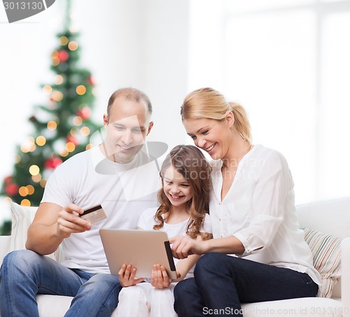 Image of happy family with tablet pc computers