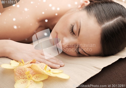 Image of beautiful young woman in spa