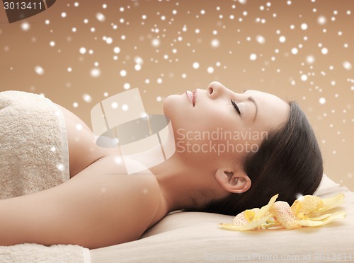 Image of beautiful young woman in spa