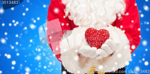 Image of close up of santa claus with heart shape